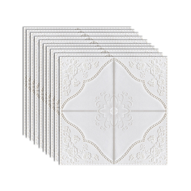 Glam Scratch Resistance Wainscoting 3D Peel and Stick Indoor Wallboard Textured White 10-Piece Set Clearhalo 'Flooring 'Home Improvement' 'home_improvement' 'home_improvement_wall_paneling' 'Wall Paneling' 'wall_paneling' 'Walls & Ceilings' Walls and Ceiling' 7529683