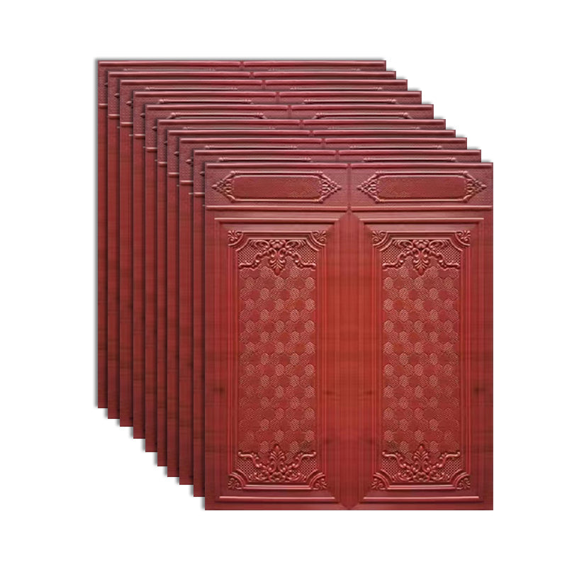 Modern 3D Wainscoting Waterproof Peel and Stick Indoor Wallboard Burgundy 10-Piece Set Clearhalo 'Flooring 'Home Improvement' 'home_improvement' 'home_improvement_wall_paneling' 'Wall Paneling' 'wall_paneling' 'Walls & Ceilings' Walls and Ceiling' 7529742