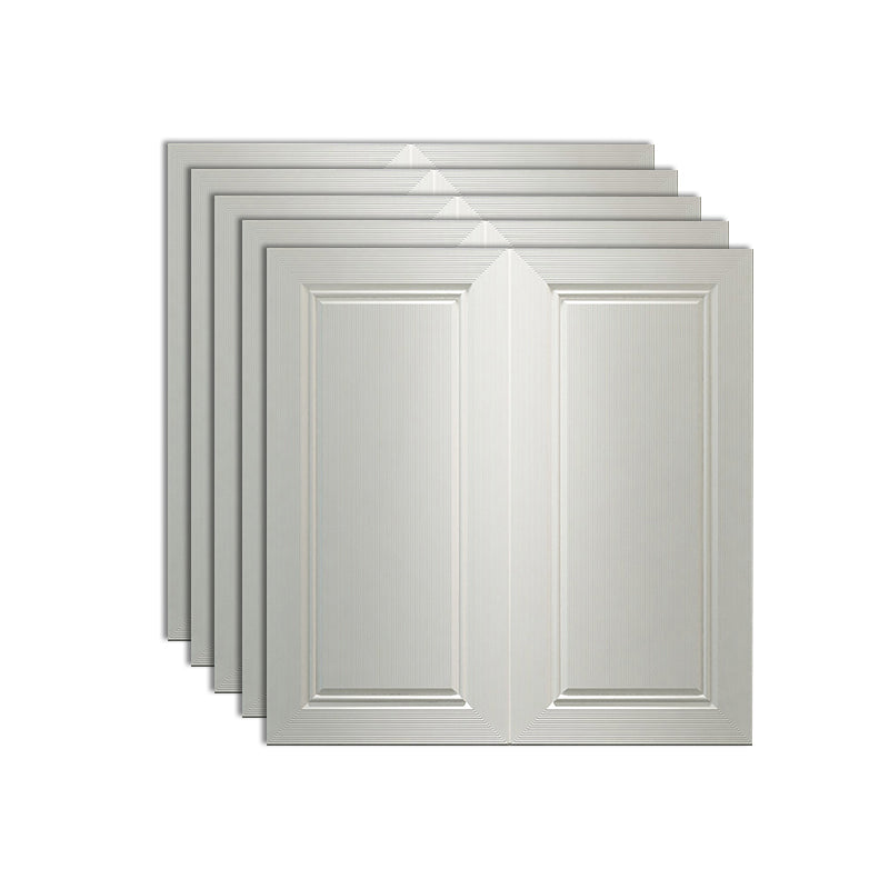 Modern Waterproof 3D Wainscoting Peel and Stick Indoor Wallboard Pearl White 5-Piece Set Clearhalo 'Flooring 'Home Improvement' 'home_improvement' 'home_improvement_wall_paneling' 'Wall Paneling' 'wall_paneling' 'Walls & Ceilings' Walls and Ceiling' 7529822