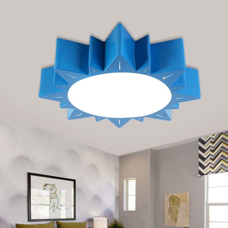 Sun Flush Mount Lamp Contemporary Acrylic Yellow/Blue/Red LED Lighting Fixture for Kindergarten Blue Clearhalo 'Ceiling Lights' 'Close To Ceiling Lights' 'Close to ceiling' 'Flush mount' Lighting' 753601