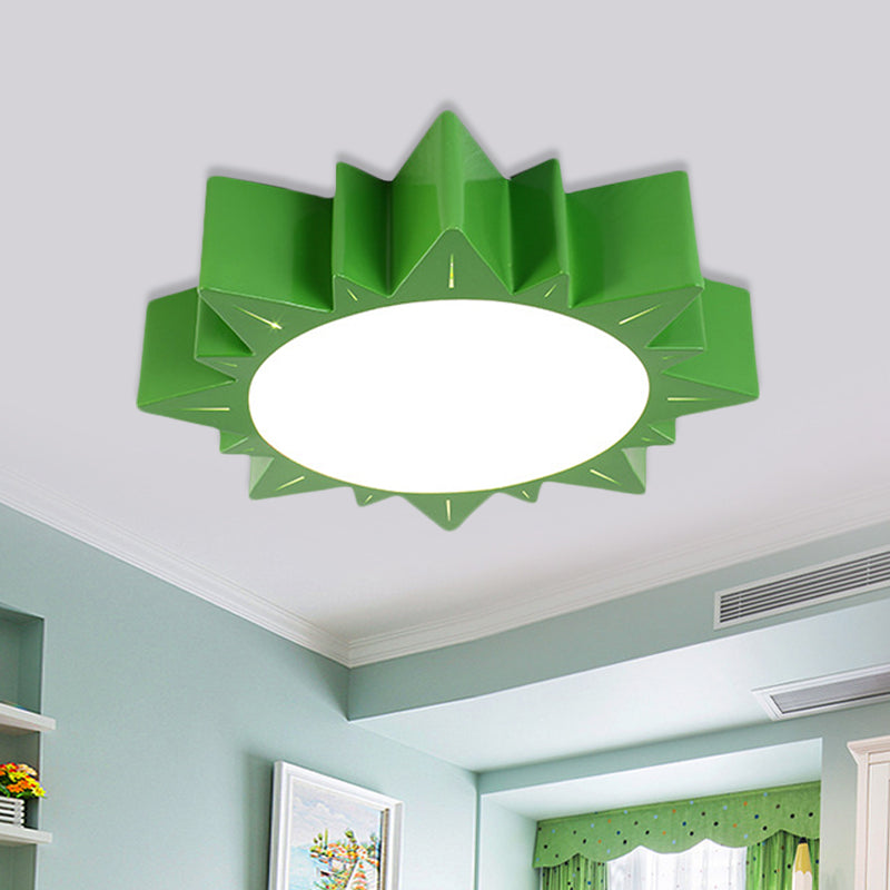 Sun Flush Mount Lamp Contemporary Acrylic Yellow/Blue/Red LED Lighting Fixture for Kindergarten Green Clearhalo 'Ceiling Lights' 'Close To Ceiling Lights' 'Close to ceiling' 'Flush mount' Lighting' 753605