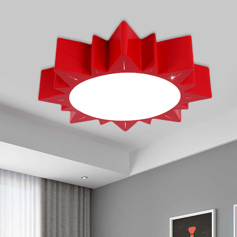 Sun Flush Mount Lamp Contemporary Acrylic Yellow/Blue/Red LED Lighting Fixture for Kindergarten Red Clearhalo 'Ceiling Lights' 'Close To Ceiling Lights' 'Close to ceiling' 'Flush mount' Lighting' 753609