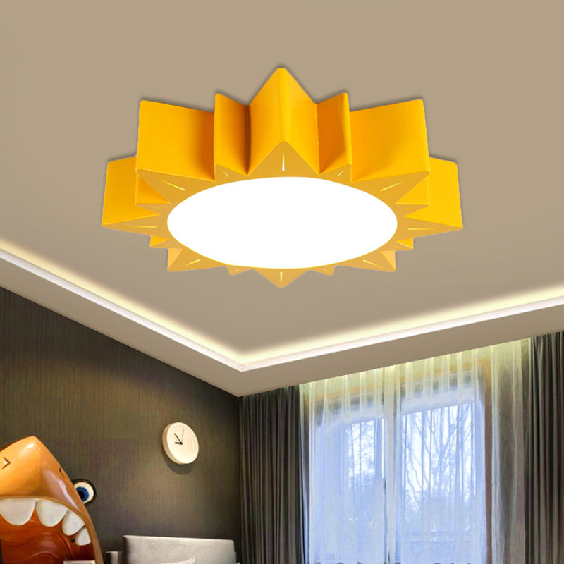 Sun Flush Mount Lamp Contemporary Acrylic Yellow/Blue/Red LED Lighting Fixture for Kindergarten Clearhalo 'Ceiling Lights' 'Close To Ceiling Lights' 'Close to ceiling' 'Flush mount' Lighting' 753614