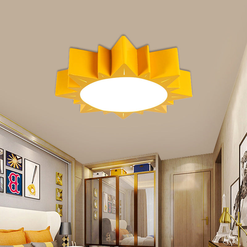 Sun Flush Mount Lamp Contemporary Acrylic Yellow/Blue/Red LED Lighting Fixture for Kindergarten Clearhalo 'Ceiling Lights' 'Close To Ceiling Lights' 'Close to ceiling' 'Flush mount' Lighting' 753615