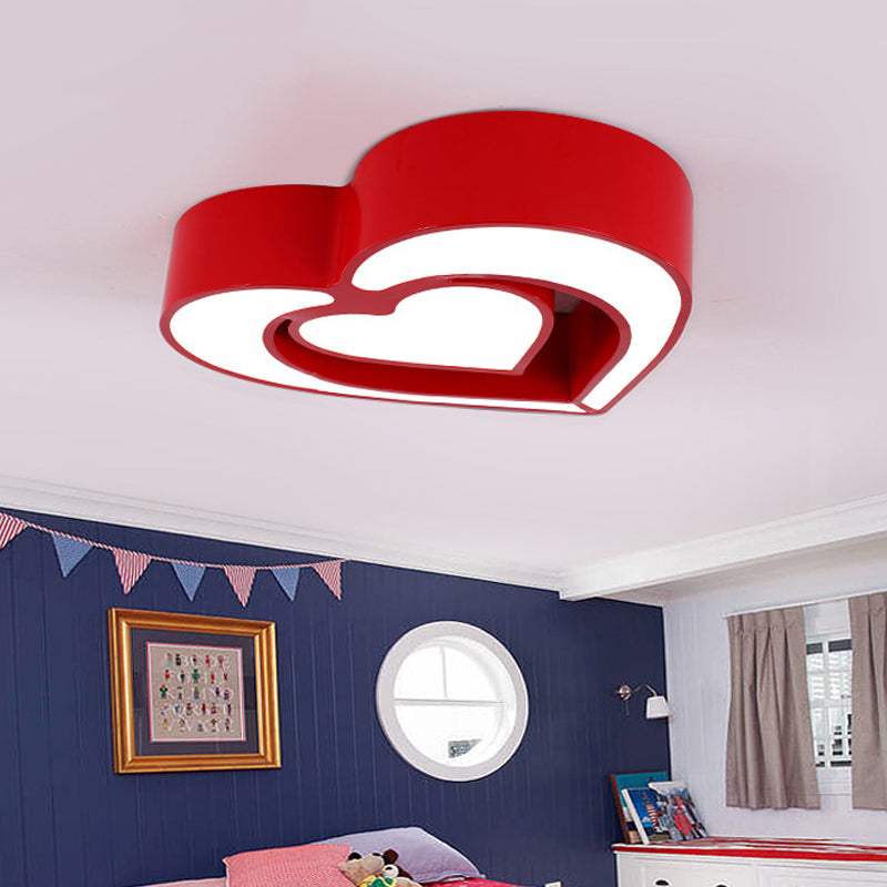 Loving Heart Ceiling Flush Mount Contemporary Acrylic Blue/Red/Pink LED Flush Light for Bedroom Red Clearhalo 'Ceiling Lights' 'Close To Ceiling Lights' 'Close to ceiling' 'Flush mount' Lighting' 753633