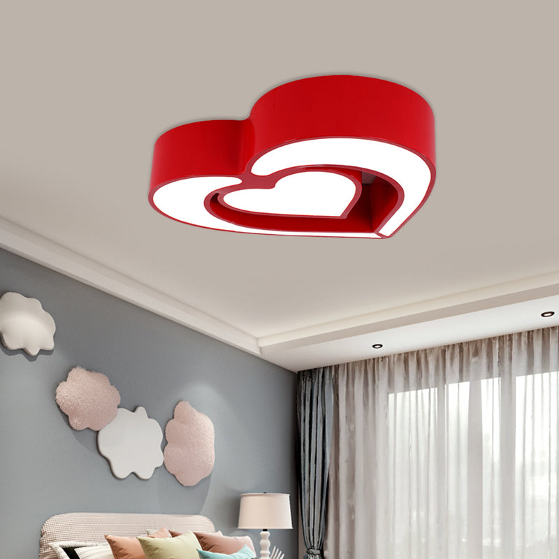 Loving Heart Ceiling Flush Mount Contemporary Acrylic Blue/Red/Pink LED Flush Light for Bedroom Clearhalo 'Ceiling Lights' 'Close To Ceiling Lights' 'Close to ceiling' 'Flush mount' Lighting' 753634