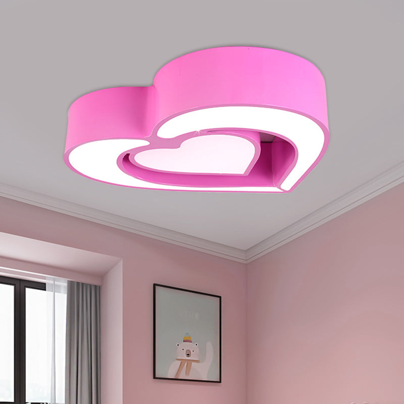 Loving Heart Ceiling Flush Mount Contemporary Acrylic Blue/Red/Pink LED Flush Light for Bedroom Clearhalo 'Ceiling Lights' 'Close To Ceiling Lights' 'Close to ceiling' 'Flush mount' Lighting' 753638