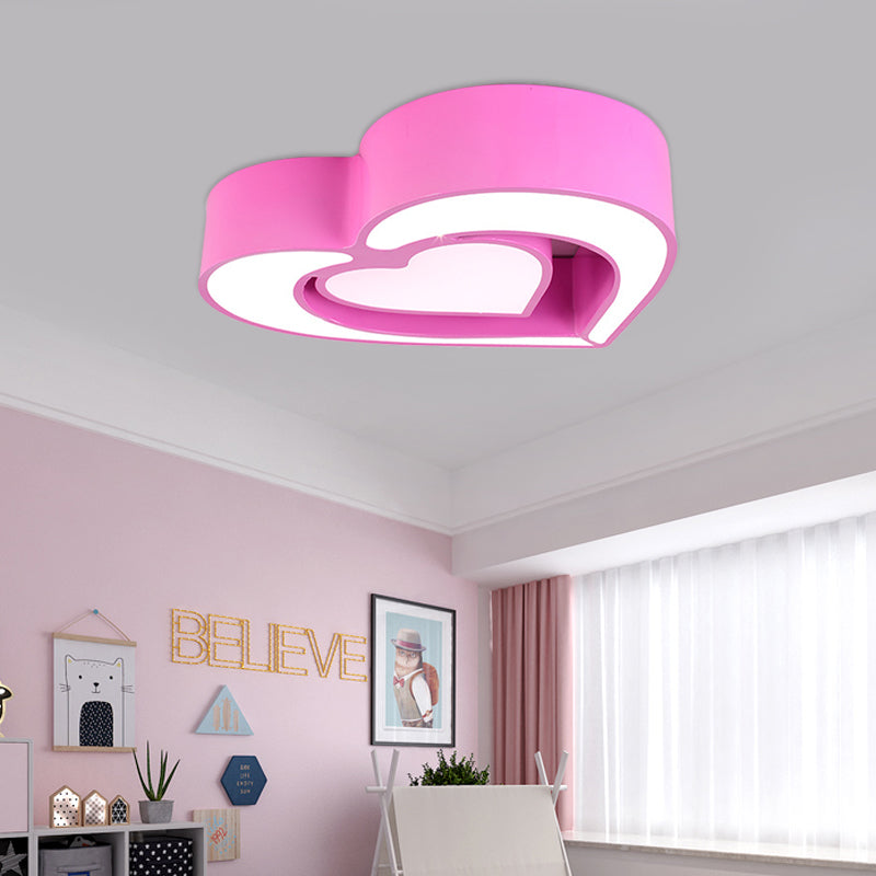 Loving Heart Ceiling Flush Mount Contemporary Acrylic Blue/Red/Pink LED Flush Light for Bedroom Clearhalo 'Ceiling Lights' 'Close To Ceiling Lights' 'Close to ceiling' 'Flush mount' Lighting' 753639