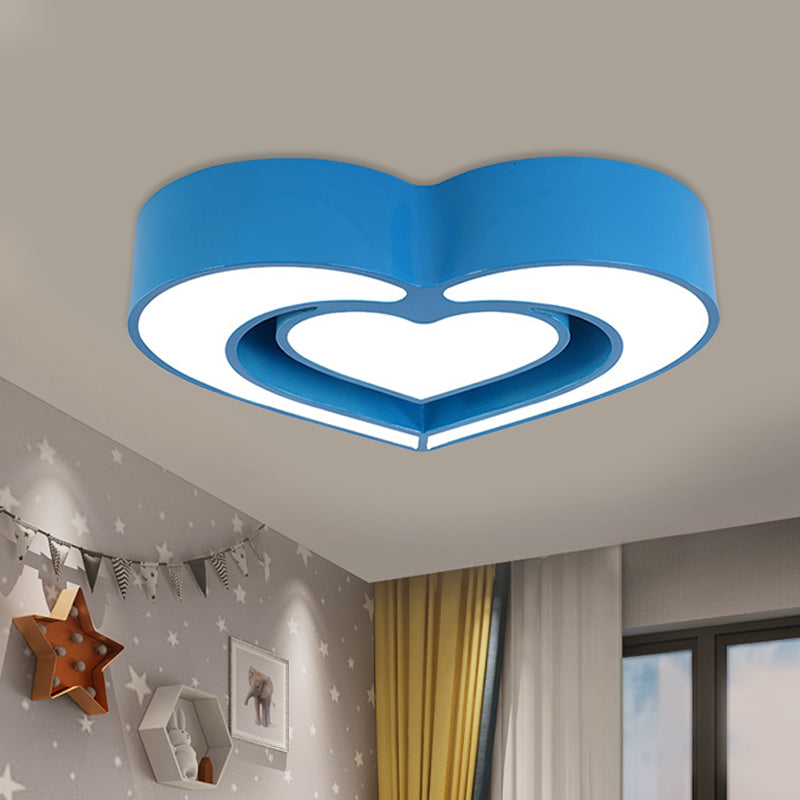 Loving Heart Ceiling Flush Mount Contemporary Acrylic Blue/Red/Pink LED Flush Light for Bedroom Blue Clearhalo 'Ceiling Lights' 'Close To Ceiling Lights' 'Close to ceiling' 'Flush mount' Lighting' 753641