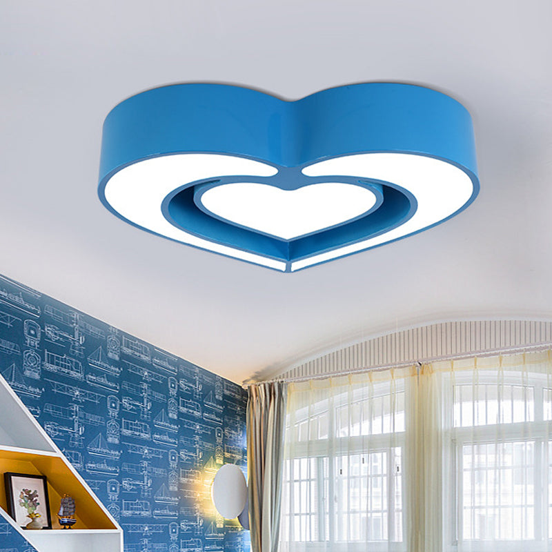 Loving Heart Ceiling Flush Mount Contemporary Acrylic Blue/Red/Pink LED Flush Light for Bedroom Clearhalo 'Ceiling Lights' 'Close To Ceiling Lights' 'Close to ceiling' 'Flush mount' Lighting' 753642