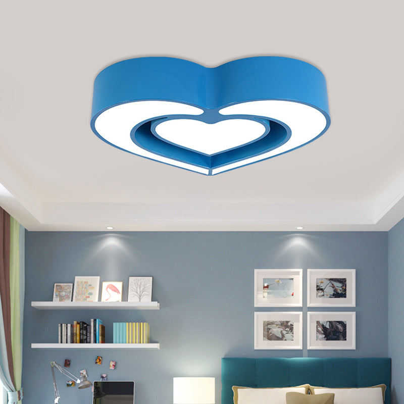 Loving Heart Ceiling Flush Mount Contemporary Acrylic Blue/Red/Pink LED Flush Light for Bedroom Clearhalo 'Ceiling Lights' 'Close To Ceiling Lights' 'Close to ceiling' 'Flush mount' Lighting' 753643