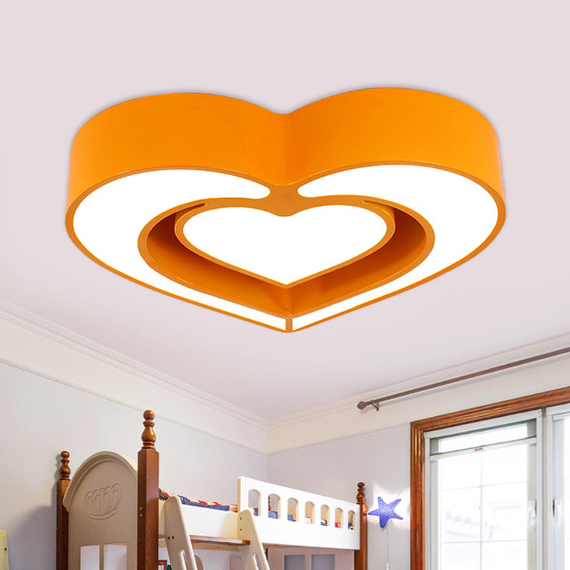 Loving Heart Ceiling Flush Mount Contemporary Acrylic Blue/Red/Pink LED Flush Light for Bedroom Yellow Clearhalo 'Ceiling Lights' 'Close To Ceiling Lights' 'Close to ceiling' 'Flush mount' Lighting' 753649