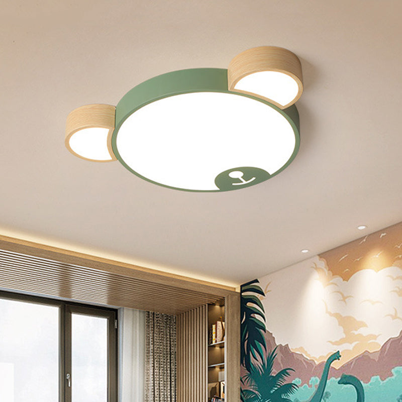 Bedroom LED Flush Mount Pendant Light Kids Style Grey/Green Ceiling Mounted Fixture with Bear Acrylic Shade Green Clearhalo 'Ceiling Lights' 'Close To Ceiling Lights' 'Close to ceiling' 'Flush mount' Lighting' 753661