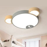 Bedroom LED Flush Mount Pendant Light Kids Style Grey/Green Ceiling Mounted Fixture with Bear Acrylic Shade Grey Clearhalo 'Ceiling Lights' 'Close To Ceiling Lights' 'Close to ceiling' 'Flush mount' Lighting' 753665