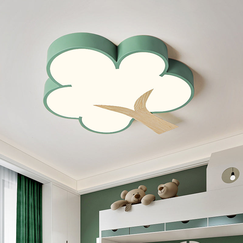 Grey/Green Tree Ceiling Flush Contemporary Acrylic LED Flush Mount Light Fixture for Bedroom Green Clearhalo 'Ceiling Lights' 'Close To Ceiling Lights' 'Close to ceiling' 'Flush mount' Lighting' 753669