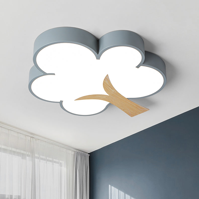 Grey/Green Tree Ceiling Flush Contemporary Acrylic LED Flush Mount Light Fixture for Bedroom Grey Clearhalo 'Ceiling Lights' 'Close To Ceiling Lights' 'Close to ceiling' 'Flush mount' Lighting' 753673