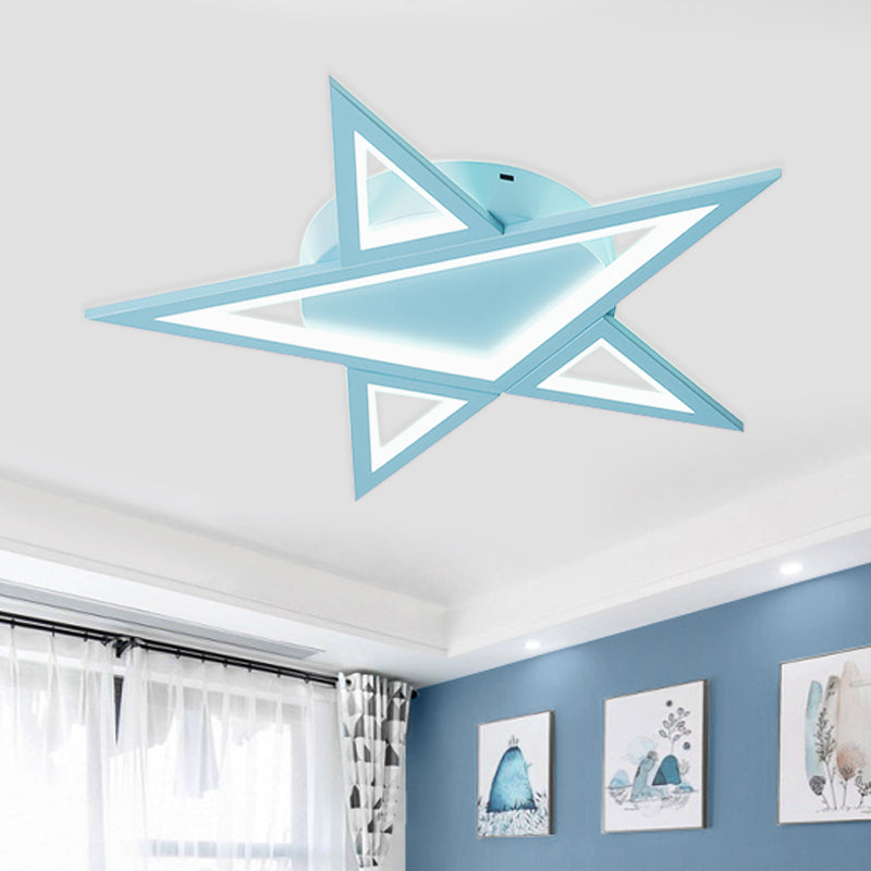 Acrylic Star Flush Mount Lighting Modernist Blue/Pink LED Ceiling Flush Mount for Bedroom Blue Clearhalo 'Ceiling Lights' 'Close To Ceiling Lights' 'Close to ceiling' 'Flush mount' Lighting' 753681