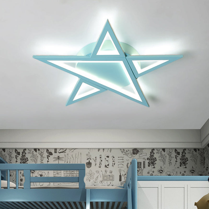 Acrylic Star Flush Mount Lighting Modernist Blue/Pink LED Ceiling Flush Mount for Bedroom Clearhalo 'Ceiling Lights' 'Close To Ceiling Lights' 'Close to ceiling' 'Flush mount' Lighting' 753682