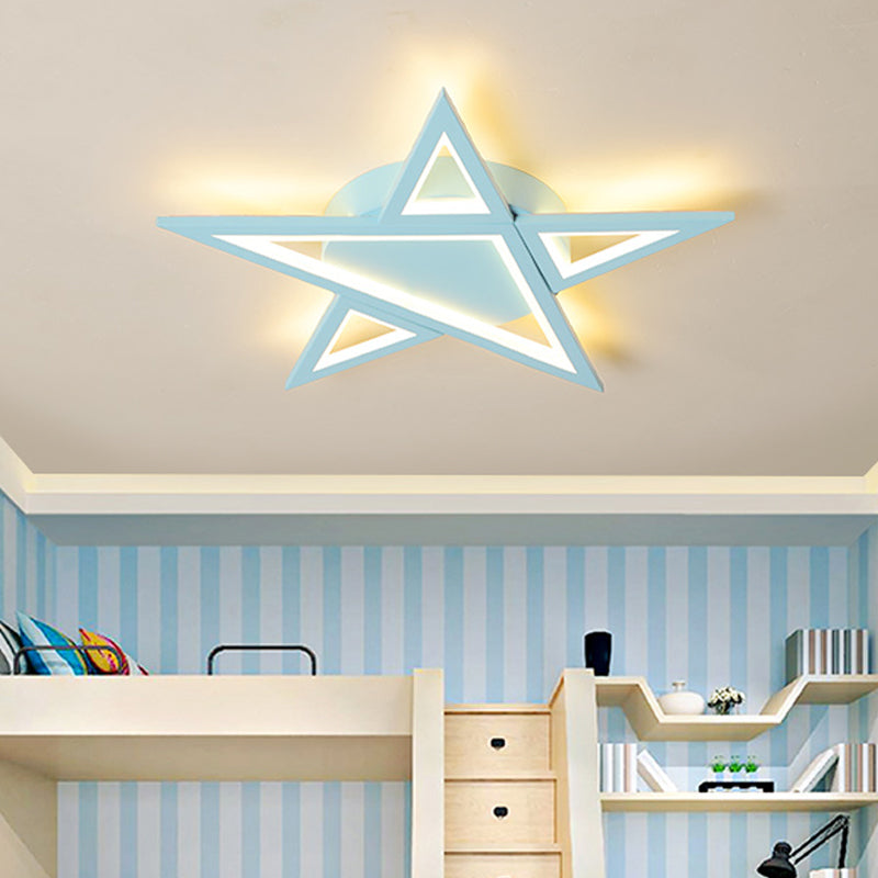 Acrylic Star Flush Mount Lighting Modernist Blue/Pink LED Ceiling Flush Mount for Bedroom Clearhalo 'Ceiling Lights' 'Close To Ceiling Lights' 'Close to ceiling' 'Flush mount' Lighting' 753683