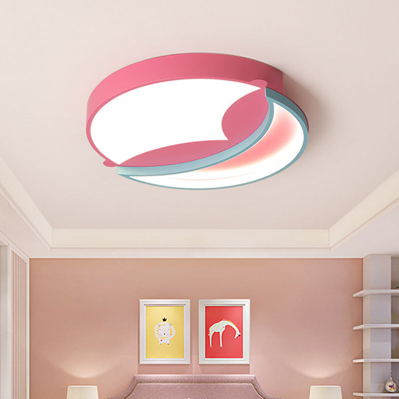 Modernist LED Flush Ceiling Light Blue/Pink Crescent Flush Mount Pendant Fixture with Acrylic Shade for Bedroom Pink Clearhalo 'Ceiling Lights' 'Close To Ceiling Lights' 'Close to ceiling' 'Flush mount' Lighting' 753685