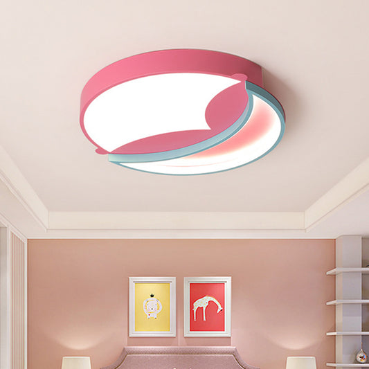 Modernist LED Flush Ceiling Light Blue/Pink Crescent Flush Mount Pendant Fixture with Acrylic Shade for Bedroom Pink Clearhalo 'Ceiling Lights' 'Close To Ceiling Lights' 'Close to ceiling' 'Flush mount' Lighting' 753685