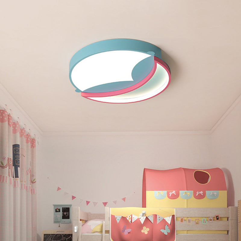 Modernist LED Flush Ceiling Light Blue/Pink Crescent Flush Mount Pendant Fixture with Acrylic Shade for Bedroom Clearhalo 'Ceiling Lights' 'Close To Ceiling Lights' 'Close to ceiling' 'Flush mount' Lighting' 753691