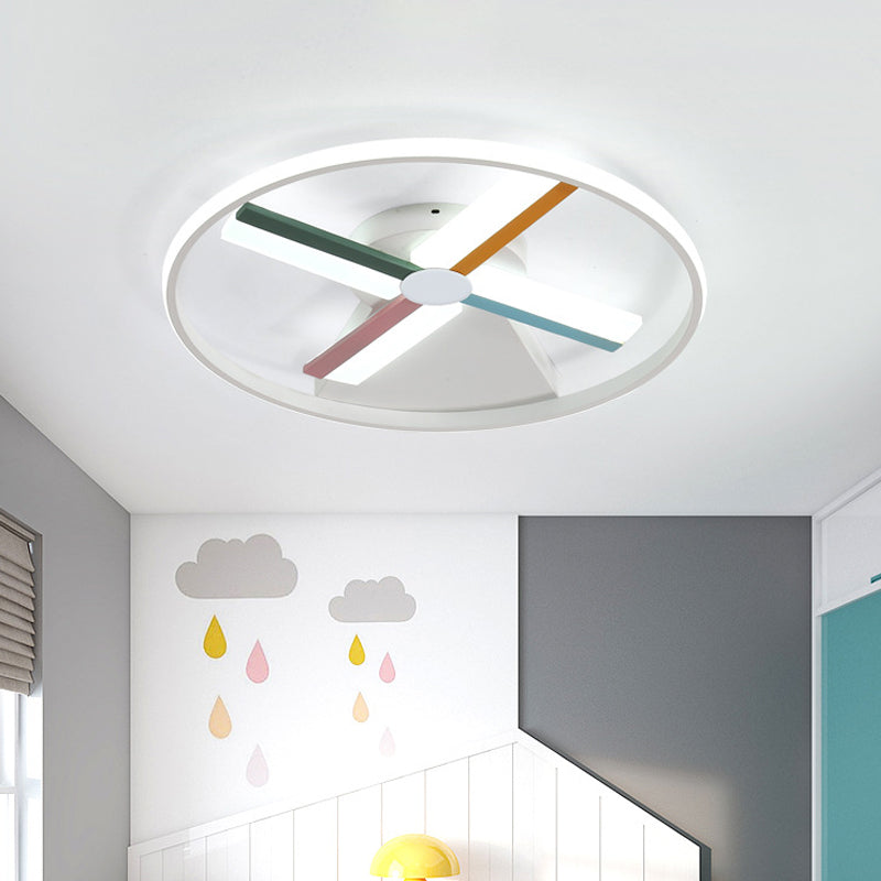 White Windmill Flush Mount Contemporary Acrylic LED Ceiling Flush Mounted Fixture with Ring for Bedroom in Warm/White Light Clearhalo 'Ceiling Lights' 'Close To Ceiling Lights' 'Close to ceiling' 'Flush mount' Lighting' 753694