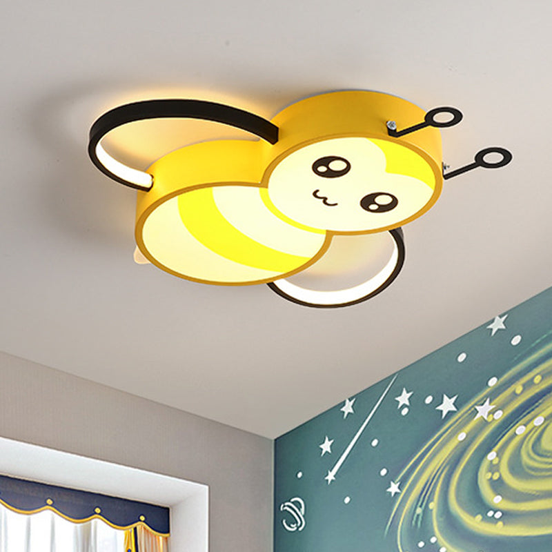 Lovely Bee Ceiling Mount Cartoon Style Acrylic Yellow/Pink LED Flushmount Lighting for Bedroom Yellow Clearhalo 'Ceiling Lights' 'Close To Ceiling Lights' 'Close to ceiling' 'Flush mount' Lighting' 753745