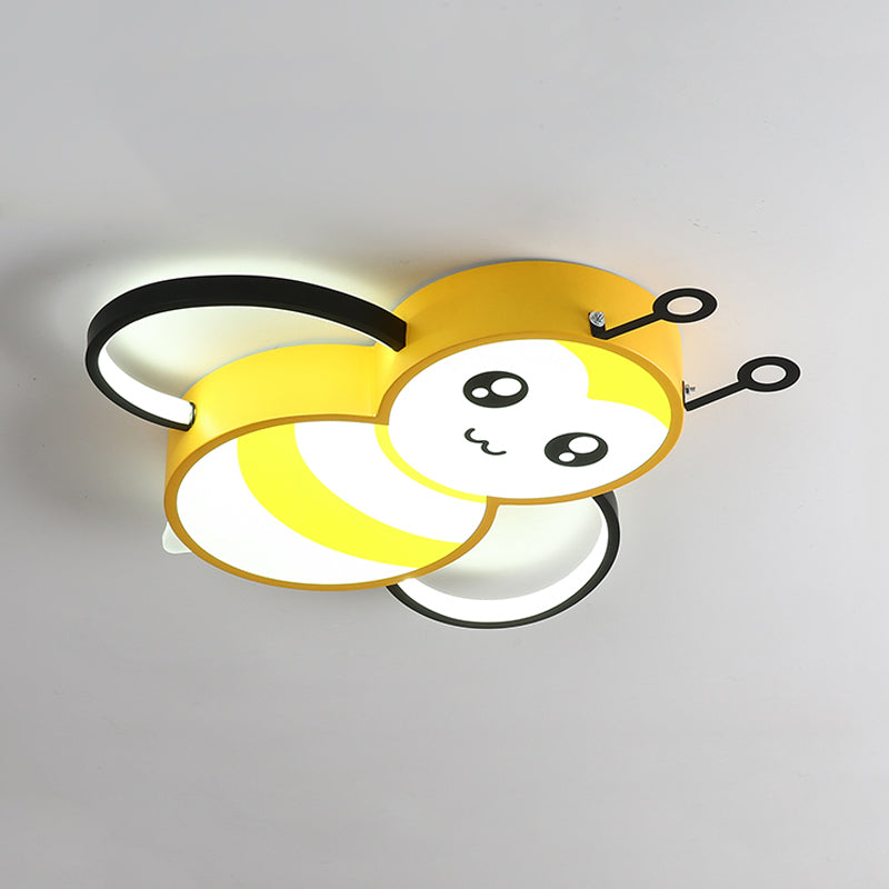 Lovely Bee Ceiling Mount Cartoon Style Acrylic Yellow/Pink LED Flushmount Lighting for Bedroom Clearhalo 'Ceiling Lights' 'Close To Ceiling Lights' 'Close to ceiling' 'Flush mount' Lighting' 753748