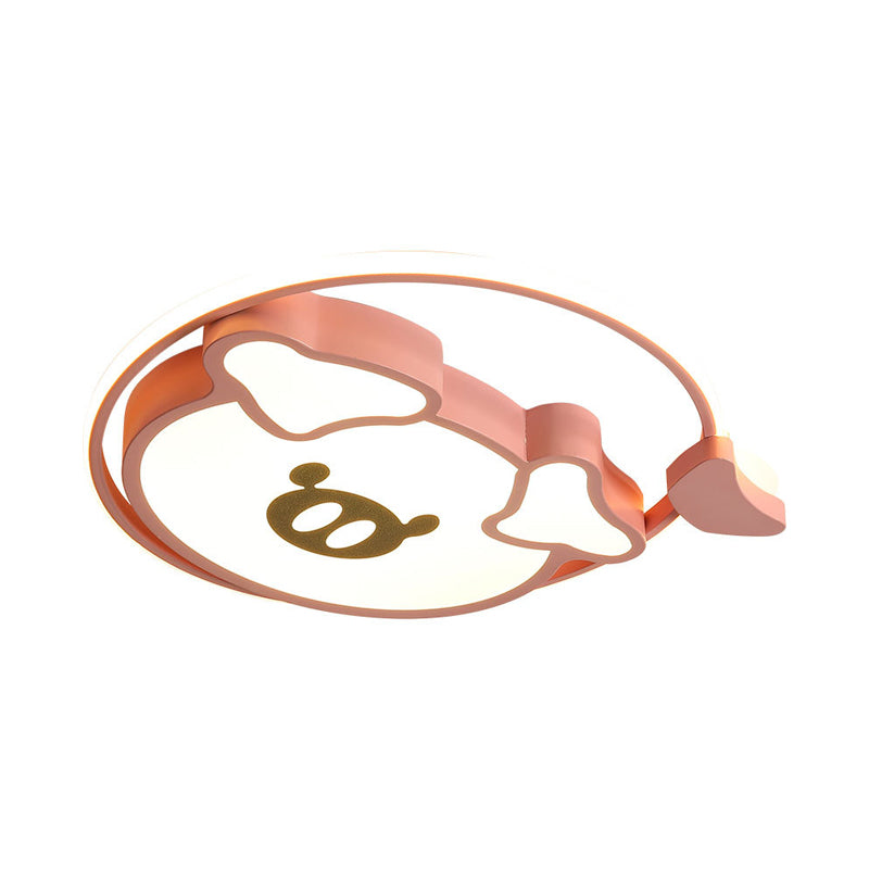 Cartoon Style LED Ceiling Mounted Fixture Pink/Gold Lovely Pig Flush Light with Acrylic Shade for Bedroom Clearhalo 'Ceiling Lights' 'Close To Ceiling Lights' 'Close to ceiling' 'Flush mount' Lighting' 753750