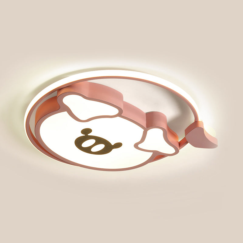 Cartoon Style LED Ceiling Mounted Fixture Pink/Gold Lovely Pig Flush Light with Acrylic Shade for Bedroom Clearhalo 'Ceiling Lights' 'Close To Ceiling Lights' 'Close to ceiling' 'Flush mount' Lighting' 753751