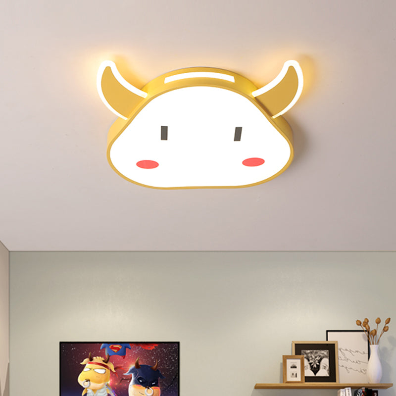 Calf Shaped Ceiling Mount Light Fixture Cartoon Acrylic Yellow LED Flushmount for Bedroom in Warm/White Light Clearhalo 'Ceiling Lights' 'Close To Ceiling Lights' 'Close to ceiling' 'Flush mount' Lighting' 753774