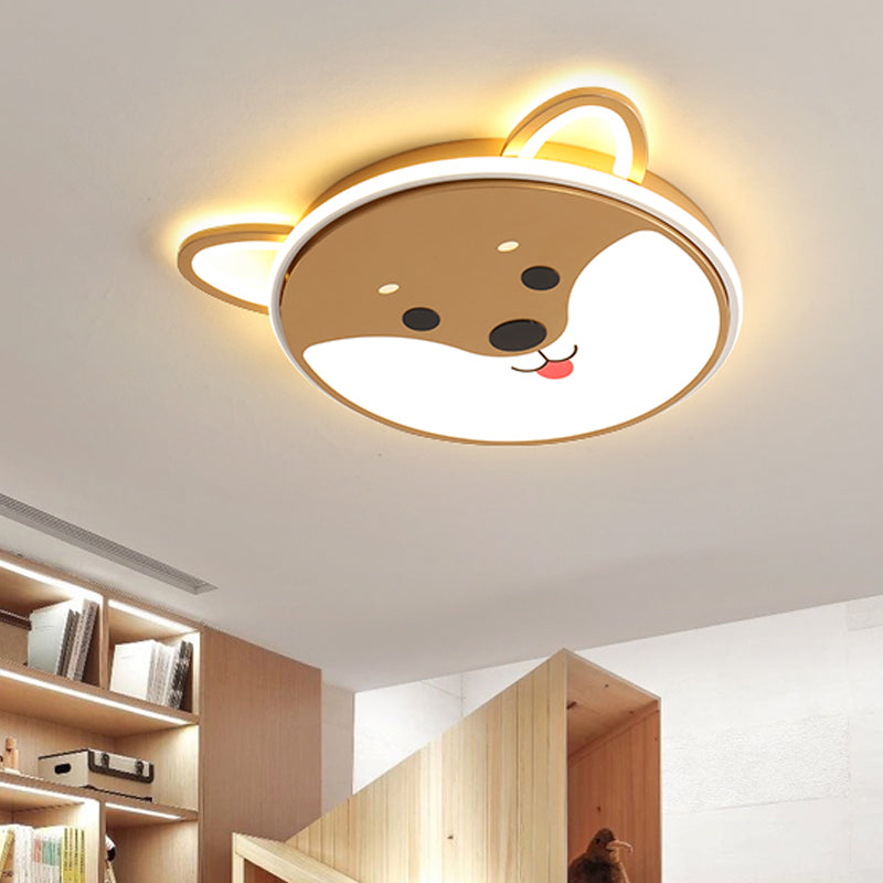 Children's Bedroom LED Flush Mount Cartoon Yellow Ceiling Mounted Fixture with Doggy Acrylic Shade in Warm/White Light Yellow Clearhalo 'Ceiling Lights' 'Close To Ceiling Lights' 'Close to ceiling' 'Flush mount' Lighting' 753781