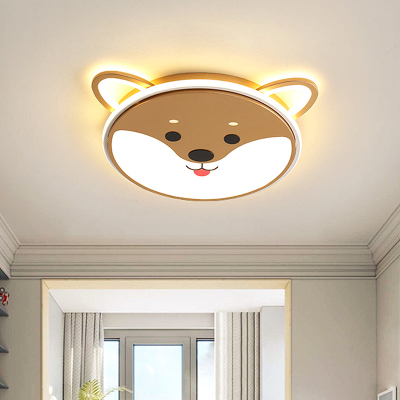 Children's Bedroom LED Flush Mount Cartoon Yellow Ceiling Mounted Fixture with Doggy Acrylic Shade in Warm/White Light Clearhalo 'Ceiling Lights' 'Close To Ceiling Lights' 'Close to ceiling' 'Flush mount' Lighting' 753782