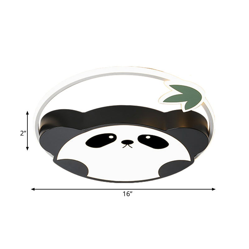 Panda Flush Mount Ceiling Light Kids Style Acrylic Black LED Flush Mount Pendant Fixture with Leaf Design in Warm/White Light Clearhalo 'Ceiling Lights' 'Close To Ceiling Lights' 'Close to ceiling' 'Flush mount' Lighting' 753788