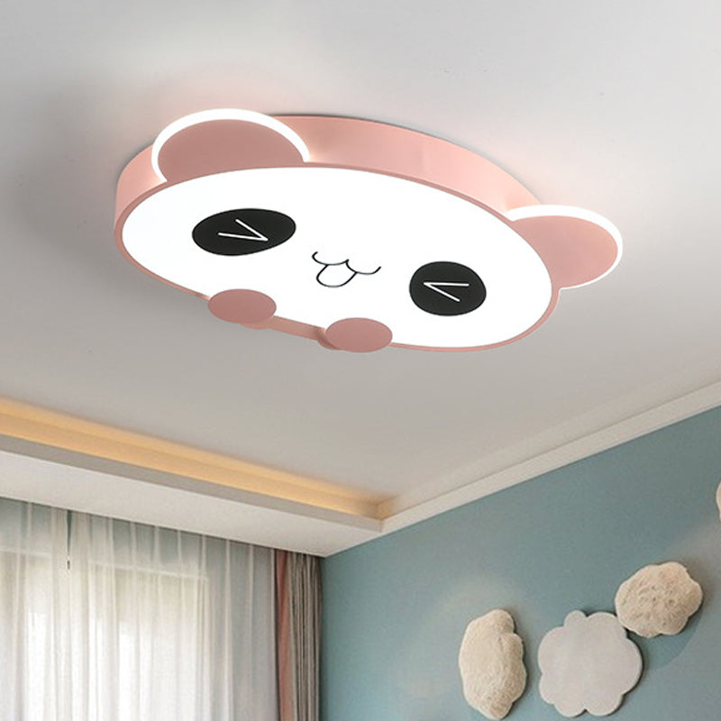 Black/Pink Panda Flushmount Fixture Modernist Acrylic LED Ceiling Mounted Light for Bedroom Pink Clearhalo 'Ceiling Lights' 'Close To Ceiling Lights' 'Close to ceiling' 'Flush mount' Lighting' 753789