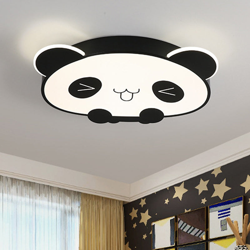 Black/Pink Panda Flushmount Fixture Modernist Acrylic LED Ceiling Mounted Light for Bedroom Black Clearhalo 'Ceiling Lights' 'Close To Ceiling Lights' 'Close to ceiling' 'Flush mount' Lighting' 753793