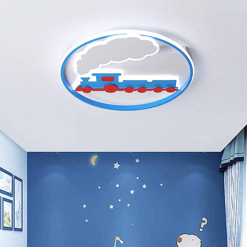 Contemporary Train Ceiling Flush Mount Acrylic Bedroom LED Flush Lighting Fixture with Ring in Warm/White Light Clearhalo 'Ceiling Lights' 'Close To Ceiling Lights' 'Close to ceiling' 'Flush mount' Lighting' 753798