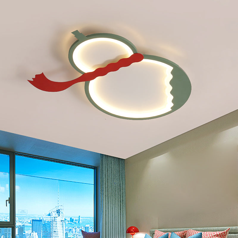 Black/Green/Yellow Gourd Flush Mount Light Contemporary Acrylic LED Ceiling Mounted Fixture with Red Belt for Bedroom Green Clearhalo 'Ceiling Lights' 'Close To Ceiling Lights' 'Close to ceiling' 'Flush mount' Lighting' 753813