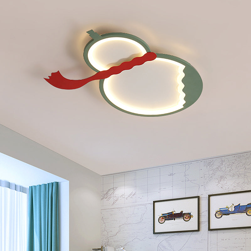 Black/Green/Yellow Gourd Flush Mount Light Contemporary Acrylic LED Ceiling Mounted Fixture with Red Belt for Bedroom Clearhalo 'Ceiling Lights' 'Close To Ceiling Lights' 'Close to ceiling' 'Flush mount' Lighting' 753814