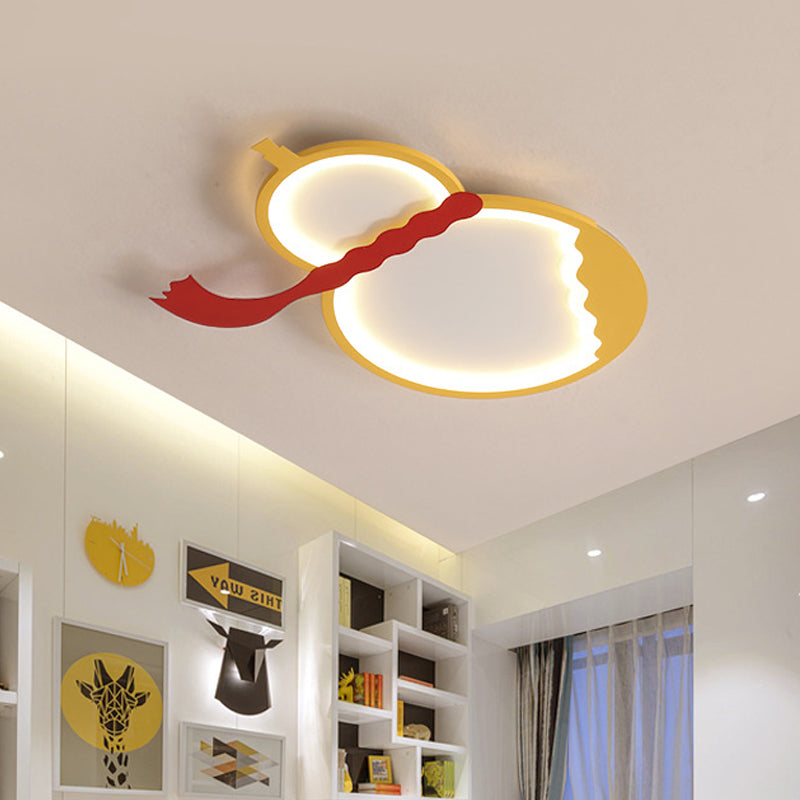 Black/Green/Yellow Gourd Flush Mount Light Contemporary Acrylic LED Ceiling Mounted Fixture with Red Belt for Bedroom Clearhalo 'Ceiling Lights' 'Close To Ceiling Lights' 'Close to ceiling' 'Flush mount' Lighting' 753819