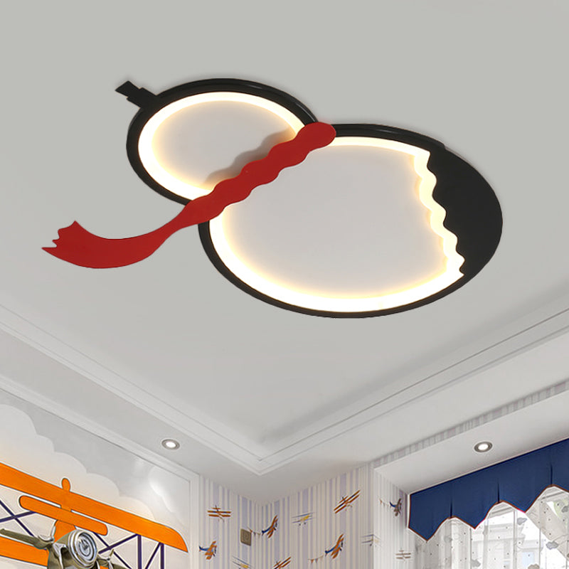 Black/Green/Yellow Gourd Flush Mount Light Contemporary Acrylic LED Ceiling Mounted Fixture with Red Belt for Bedroom Black Clearhalo 'Ceiling Lights' 'Close To Ceiling Lights' 'Close to ceiling' 'Flush mount' Lighting' 753821