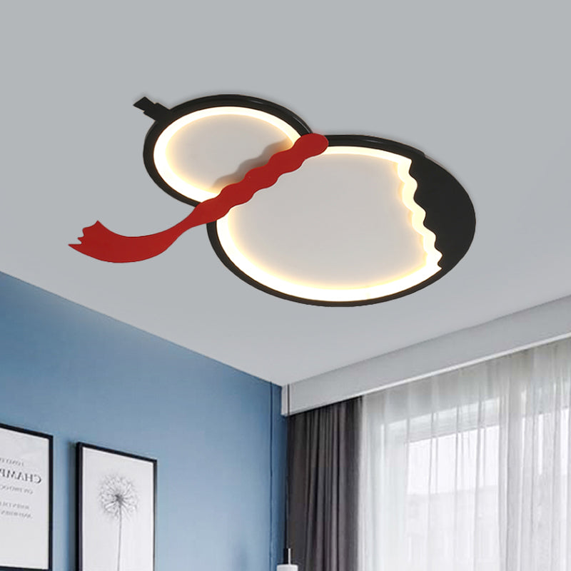 Black/Green/Yellow Gourd Flush Mount Light Contemporary Acrylic LED Ceiling Mounted Fixture with Red Belt for Bedroom Clearhalo 'Ceiling Lights' 'Close To Ceiling Lights' 'Close to ceiling' 'Flush mount' Lighting' 753822