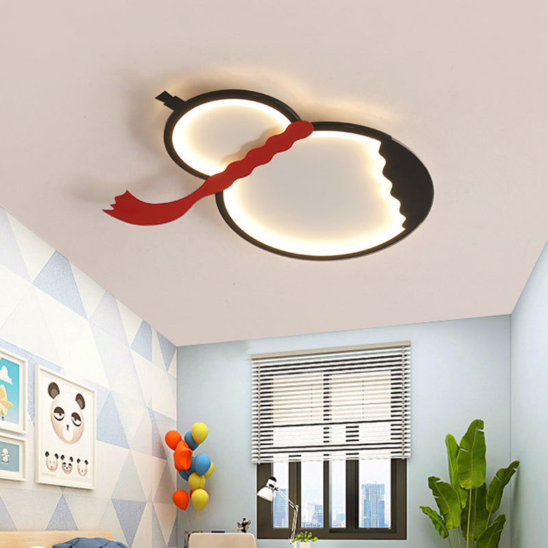 Black/Green/Yellow Gourd Flush Mount Light Contemporary Acrylic LED Ceiling Mounted Fixture with Red Belt for Bedroom Clearhalo 'Ceiling Lights' 'Close To Ceiling Lights' 'Close to ceiling' 'Flush mount' Lighting' 753823