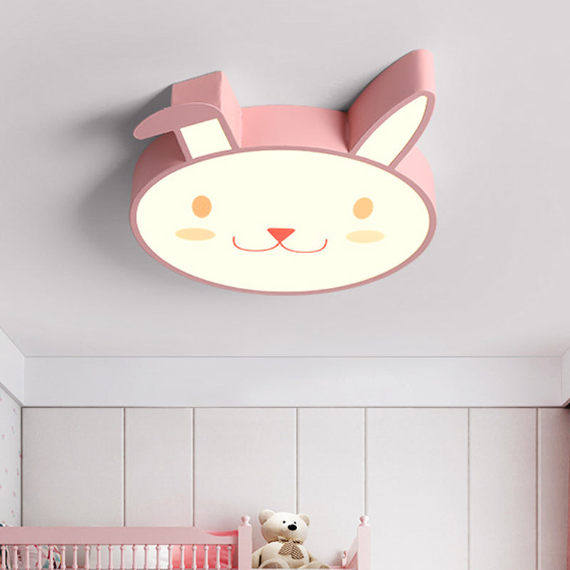 Rabbit Flush Mount Cartoon Style Acrylic Pink/Blue/White LED Flushmount Ceiling Fixture for Bedroom Pink Clearhalo 'Ceiling Lights' 'Close To Ceiling Lights' 'Close to ceiling' 'Flush mount' Lighting' 753825