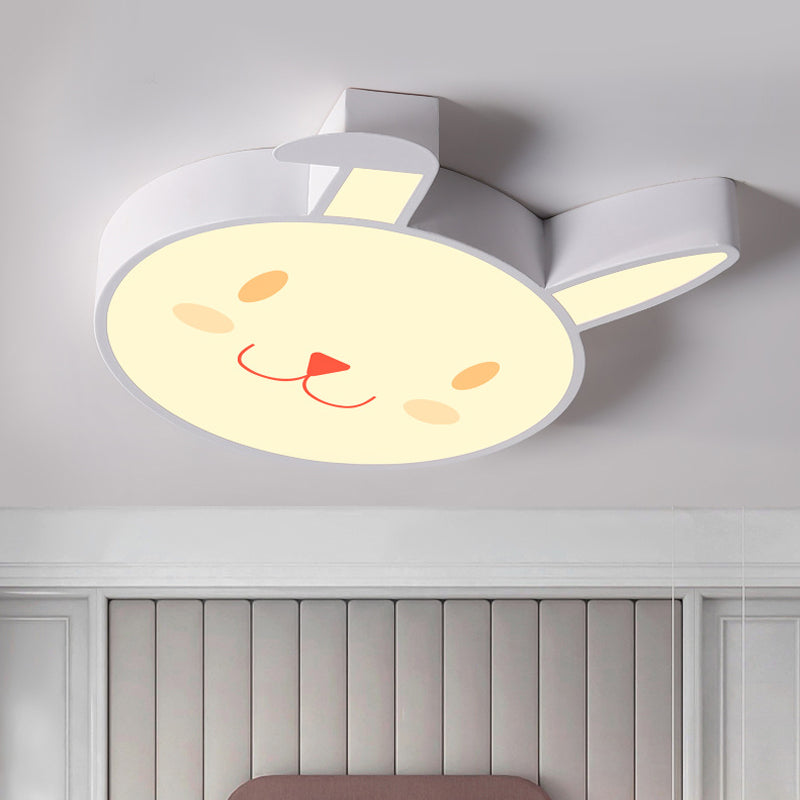 Rabbit Flush Mount Cartoon Style Acrylic Pink/Blue/White LED Flushmount Ceiling Fixture for Bedroom White Clearhalo 'Ceiling Lights' 'Close To Ceiling Lights' 'Close to ceiling' 'Flush mount' Lighting' 753829