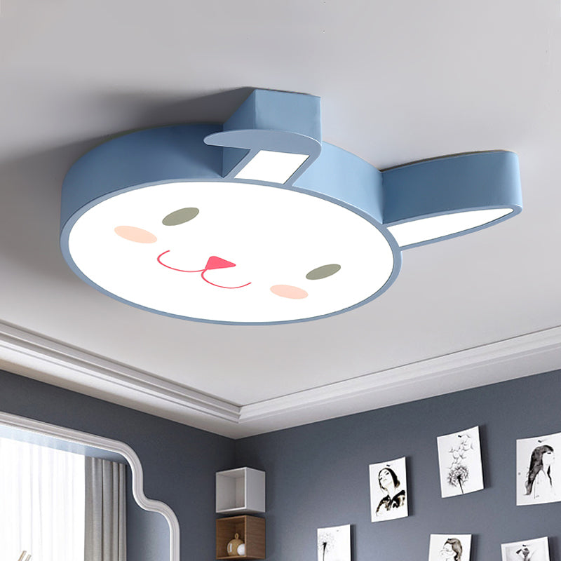 Rabbit Flush Mount Cartoon Style Acrylic Pink/Blue/White LED Flushmount Ceiling Fixture for Bedroom Blue Clearhalo 'Ceiling Lights' 'Close To Ceiling Lights' 'Close to ceiling' 'Flush mount' Lighting' 753833