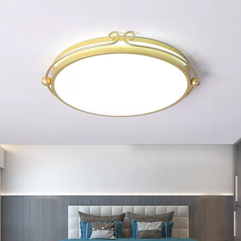 Drum Flush Ceiling Light Modernist Acrylic Gold LED Flush Mount Fixture with Curved Design for Bedroom in Warm/White Light Clearhalo 'Ceiling Lights' 'Close To Ceiling Lights' 'Close to ceiling' 'Flush mount' Lighting' 753846