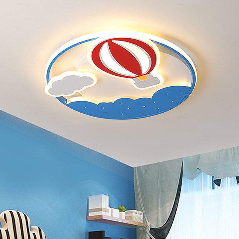 Hot Air Balloon Flush Pendant Light Modernist Acrylic Blue LED Ceiling Mounted Fixture with Cloud Design for Bedroom Blue Clearhalo 'Ceiling Lights' 'Close To Ceiling Lights' 'Close to ceiling' 'Flush mount' Lighting' 753853