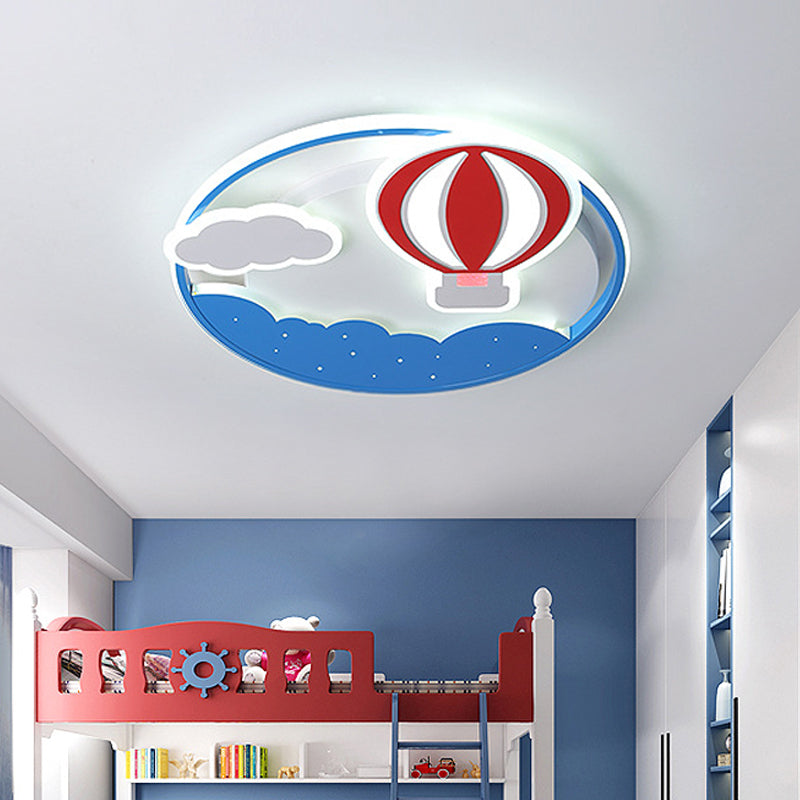 Hot Air Balloon Flush Pendant Light Modernist Acrylic Blue LED Ceiling Mounted Fixture with Cloud Design for Bedroom Clearhalo 'Ceiling Lights' 'Close To Ceiling Lights' 'Close to ceiling' 'Flush mount' Lighting' 753854